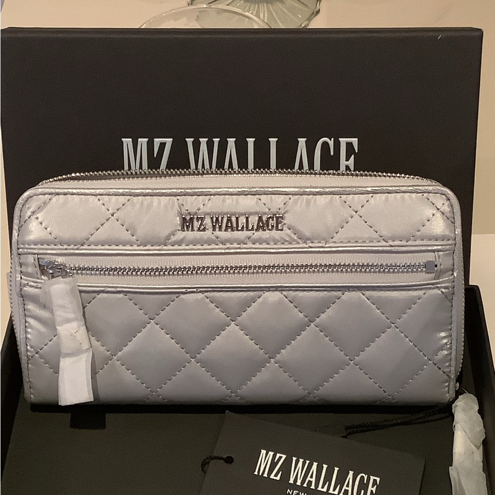 MZ Wallace Silver Quilted Wallet